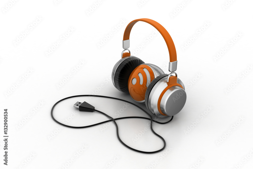 Head phone with internet sign Head phone with internet sign