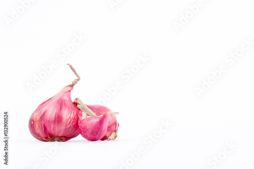 Shallots (Red Onion) are cooking ingredient on white background isolated
