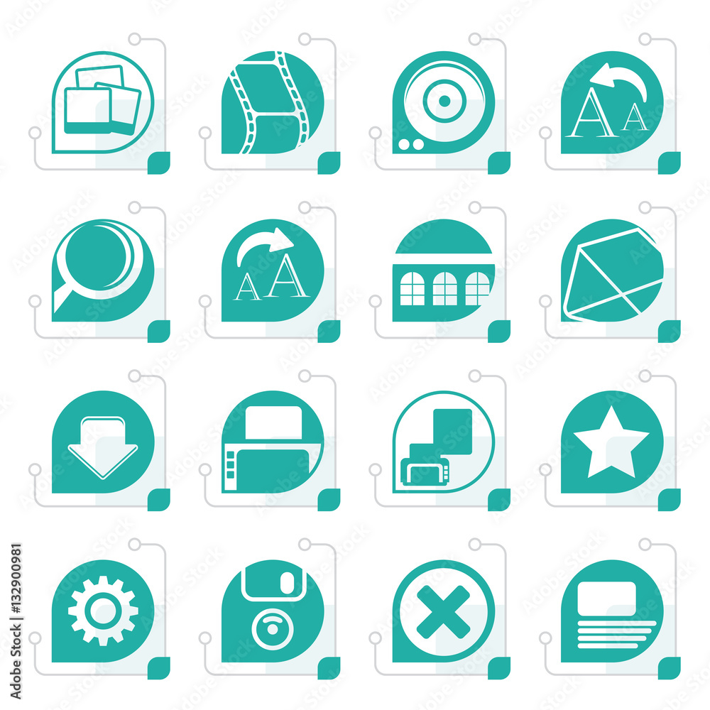 Stylized Internet and Website Icons - Vector Icon Set vector de Stock ...
