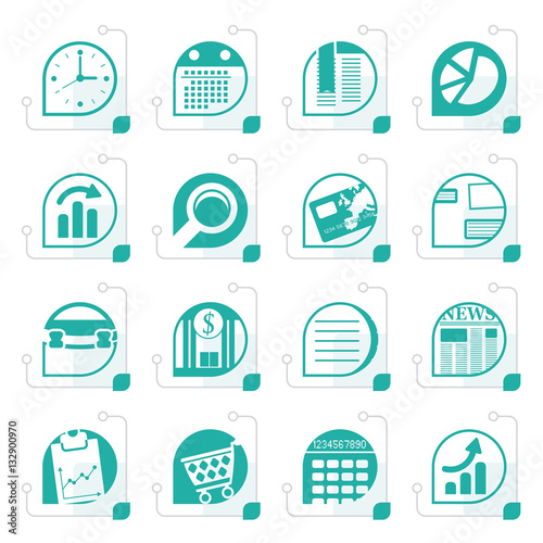 Stylized Business and Office  Internet Icons - Vector Icon Set 