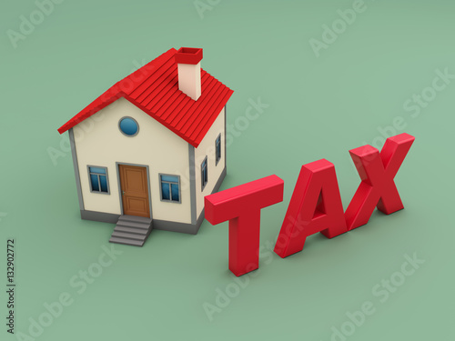 Tax Concept with House Model - 3D Rendered Image © V.R.Murralinath