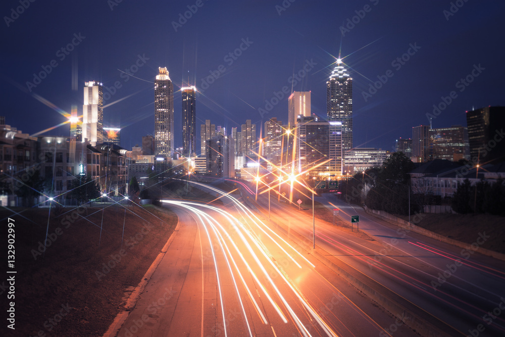 Naklejka premium Atlanta city night skyline