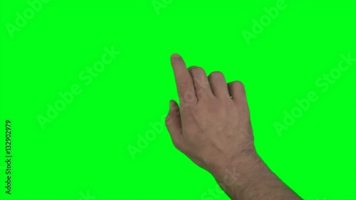 Several hand gestures on digital screen over green chroma key background