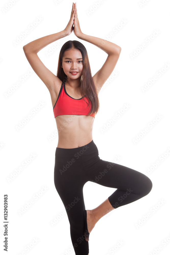 Beautiful Asian healthy girl do yoga pose. Beautiful Asian healthy girl do yoga pose.