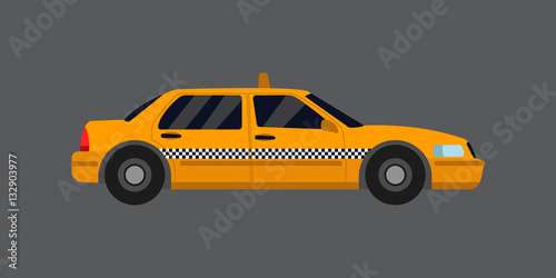 Fototapeta Naklejka Na Ścianę i Meble -  City road yellow taxi transport vector illustration.