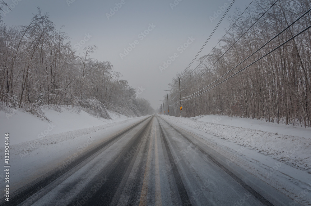 Winter icy cold road conditions 3.