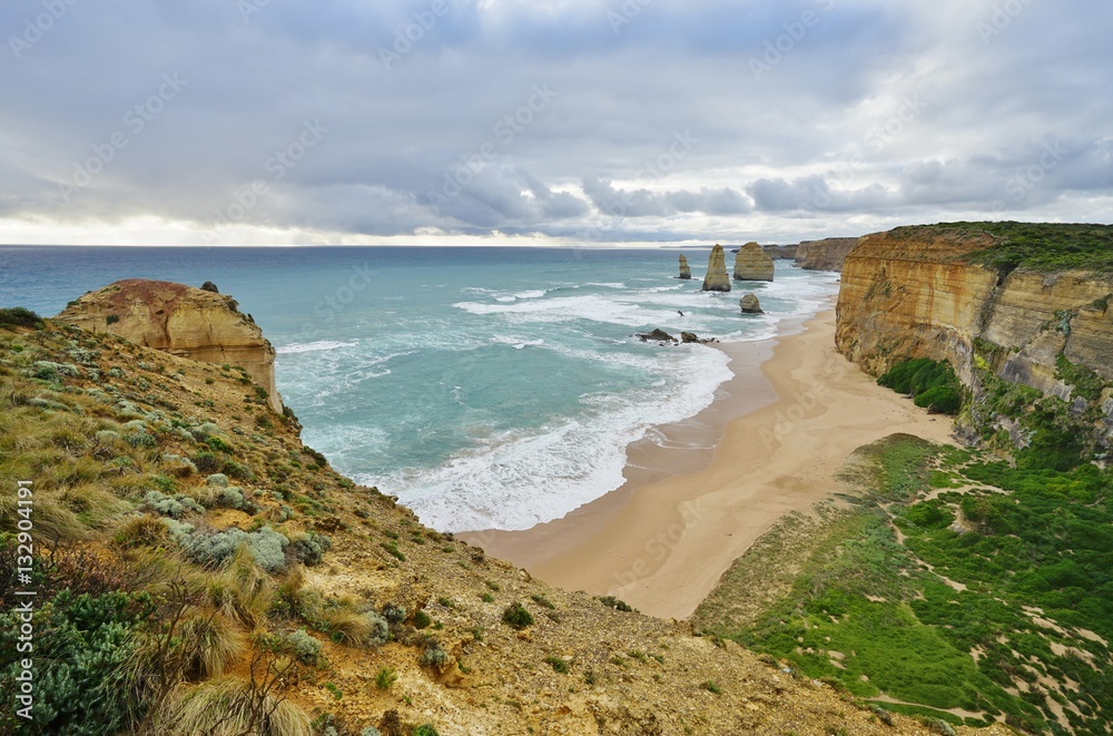 The Twelve Apostles rock formations off the Great Ocean Road in Victoria, Australia