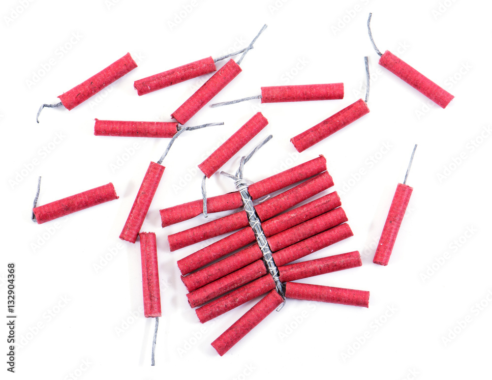 Red Firecrackers on white background.Firecrackers isolated Red Firecrackers on white background.Firecrackers isolated