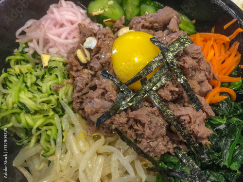 Bibimbap with beef, Korean food photo