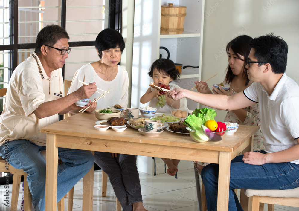 chinese family having lunch