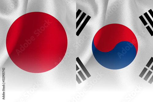 日本　韓国　国旗　背景 