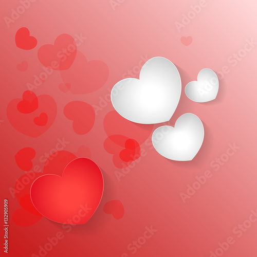 Valentine's Day Background. White and red heart on a pink background