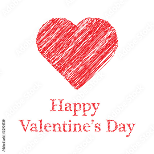 Heart and Happy Valentine's day text / word with scribble effect