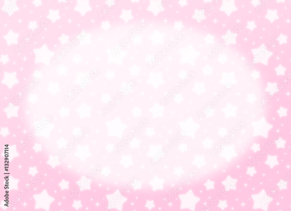 ファンシーでかわいい　星とキラキラの幻想的なパステルカラーコピースペース　長方形　ピンク色