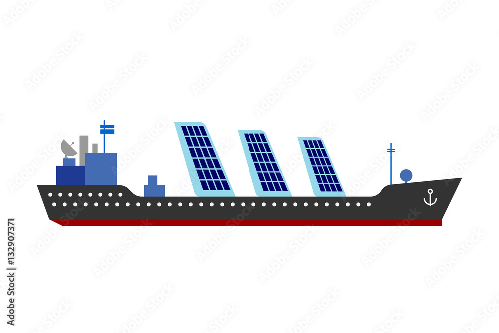 Obraz premium Ship sun energy vector illustration.