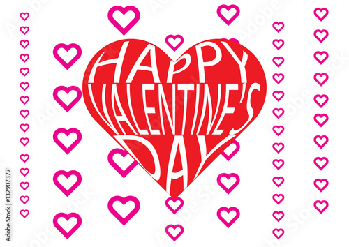 happy valentine's day text / word in Heart shape with heart sign