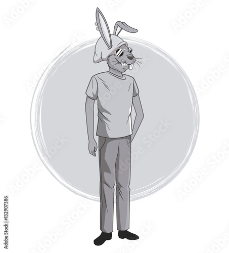 rabbit fashion animal hipster white and grey design vector illustration eps 10