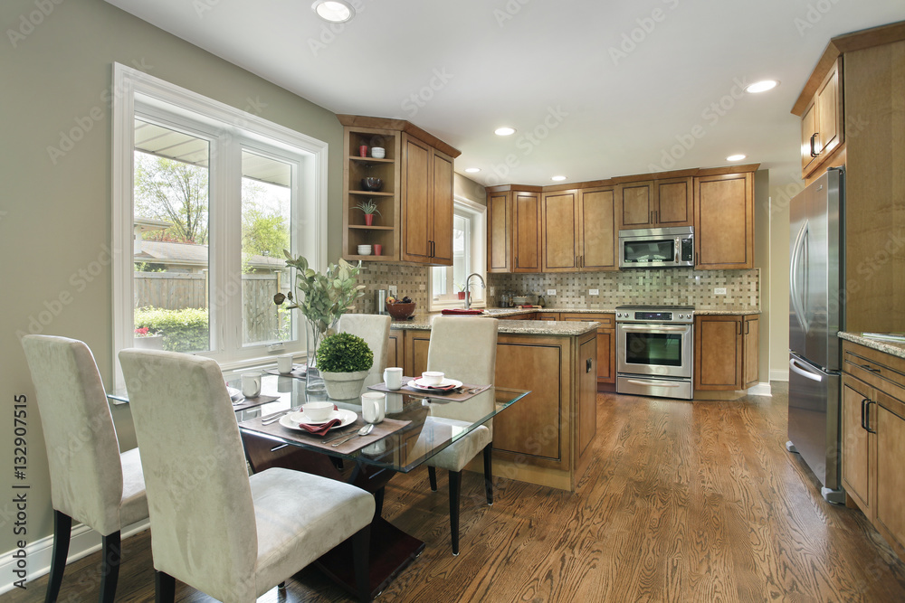 Kitchen with oak wood cabinetry