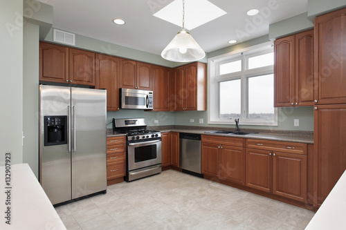 Kitchen with cherrywood cabinetry