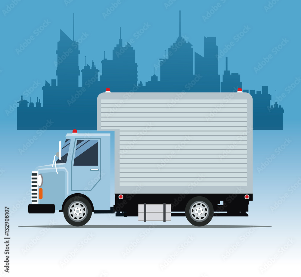 truck commercial service urban background vector illustration eps 10
