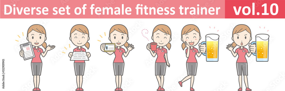 Diverse set of female fitness trainer, EPS10 vector format vol.10 Diverse set of female fitness trainer, EPS10 vector format vol.10