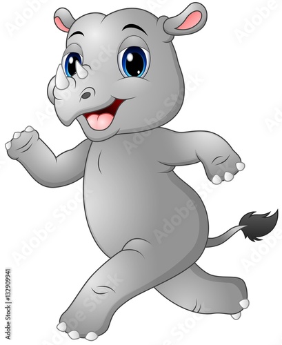 Fototapeta Naklejka Na Ścianę i Meble -  Cartoon rhino running