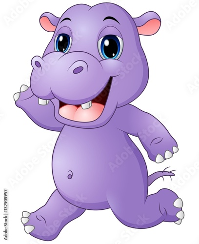 Cartoon hippo running