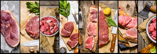 Fotografie Food collage of raw meat .