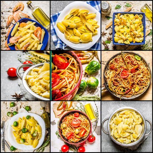 Wallpaper Mural Food collage of italian pasta . Torontodigital.ca