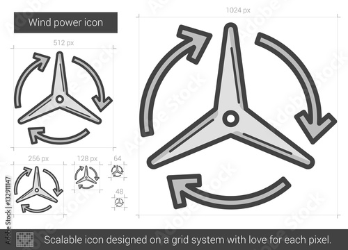 Wind power line icon.
