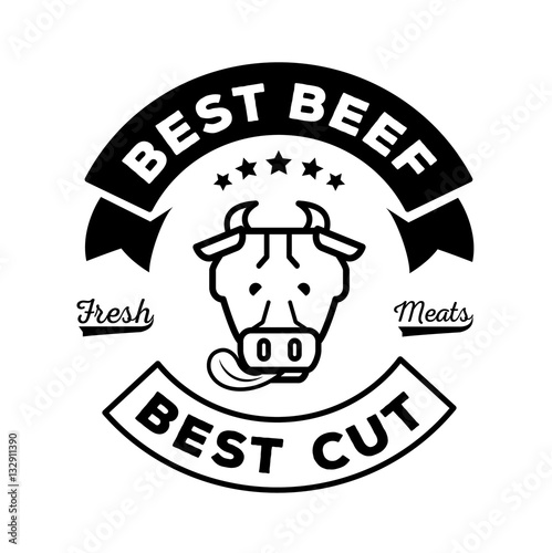 best beef logo with cow stick out tongue  illustration