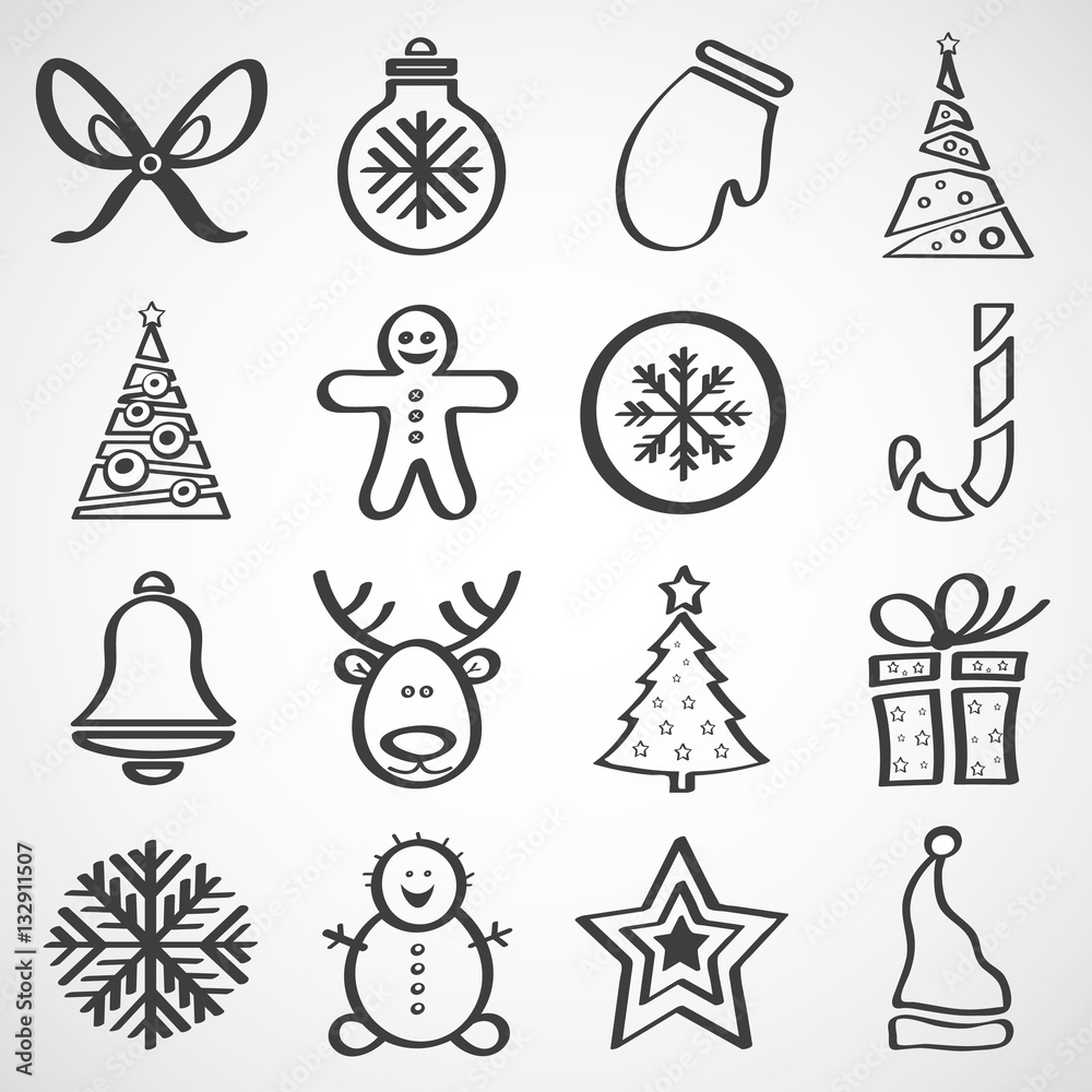 vector icons for new year and christmas vector icons for new year and christmas