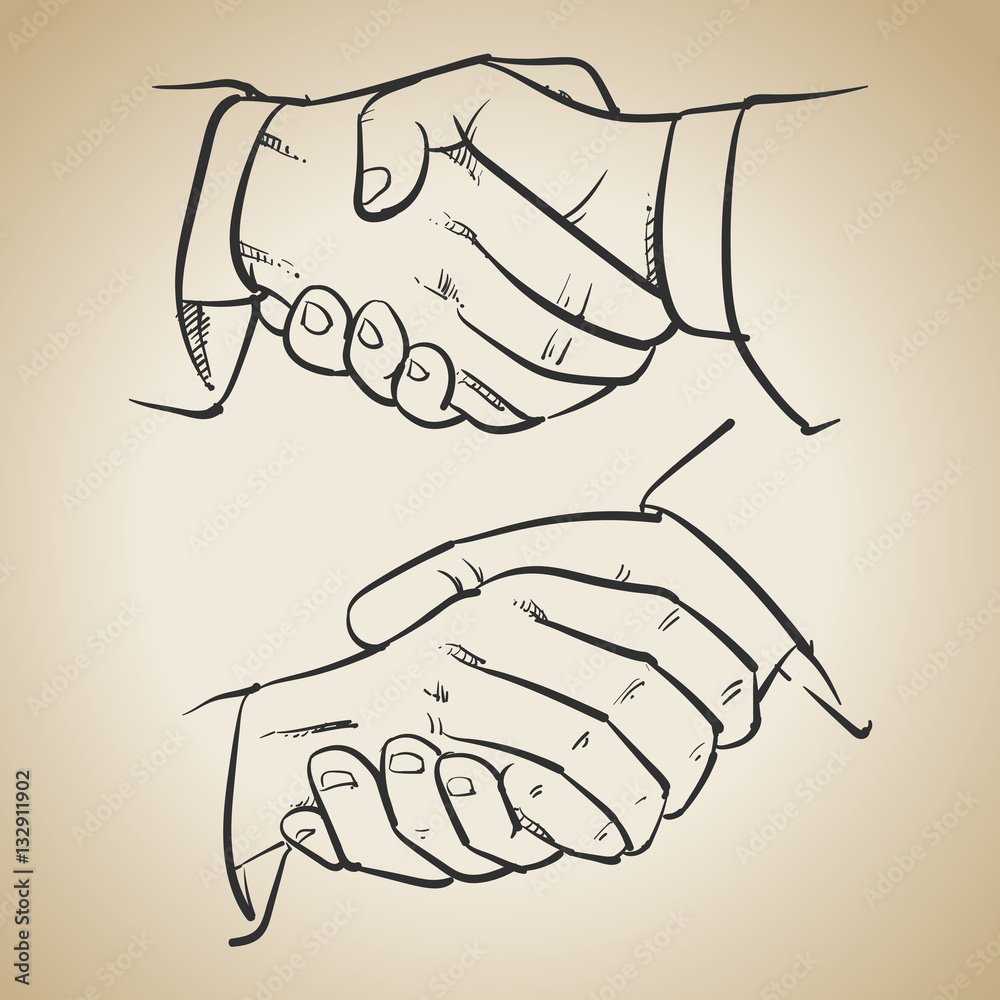 Handshake drawing on black background. Successful business peopl Handshake drawing on black background. Successful business peopl