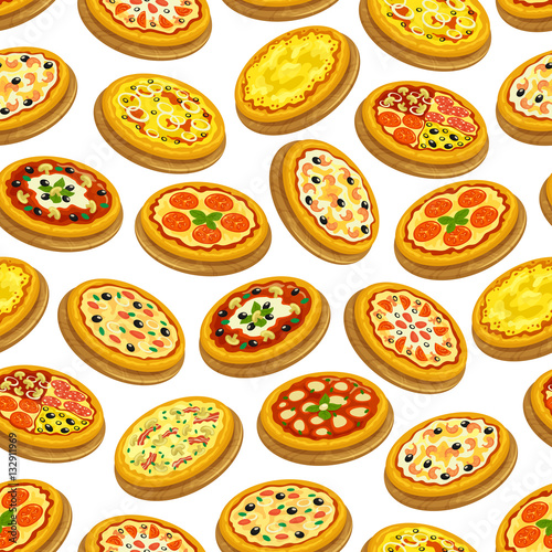 Pizza seamless pattern. Italian cuisine background
