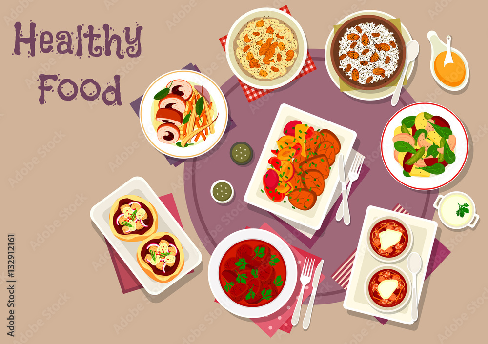 Dinner dishes with dried fruits icon Dinner dishes with dried fruits icon