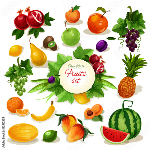 Fototapeta Naklejka Na Ścianę i Meble -  Organic fruit poster for food, juice, drink design