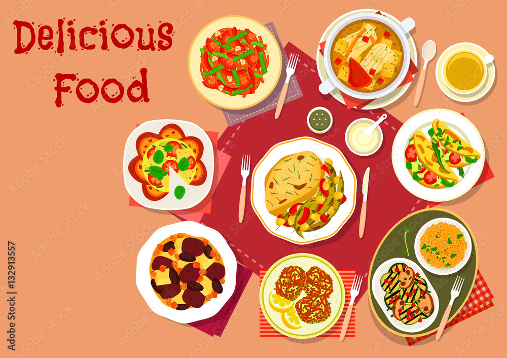 Popular dishes for lunch menu icon for food design Popular dishes for lunch menu icon for food design