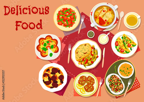 Popular dishes for lunch menu icon for food design