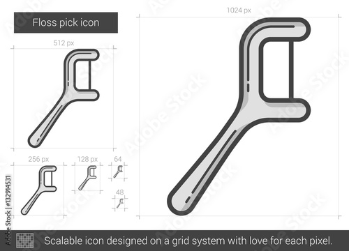 Floss pick line icon.