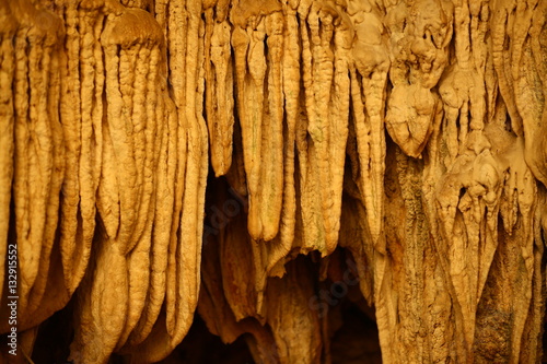 Stalactite rock formations in Lawa Cave, Thailand photo