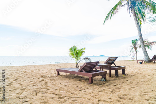 Beach chair  Palm and tropical beach at Pattaya in Thailand