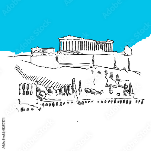 Akropolis Hügel, Athen, Skizze photo