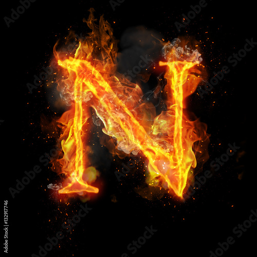 Fire letter N of burning flame light © Ron Dale