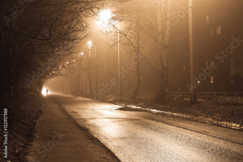 Industrial landscape of foggy street © bint87