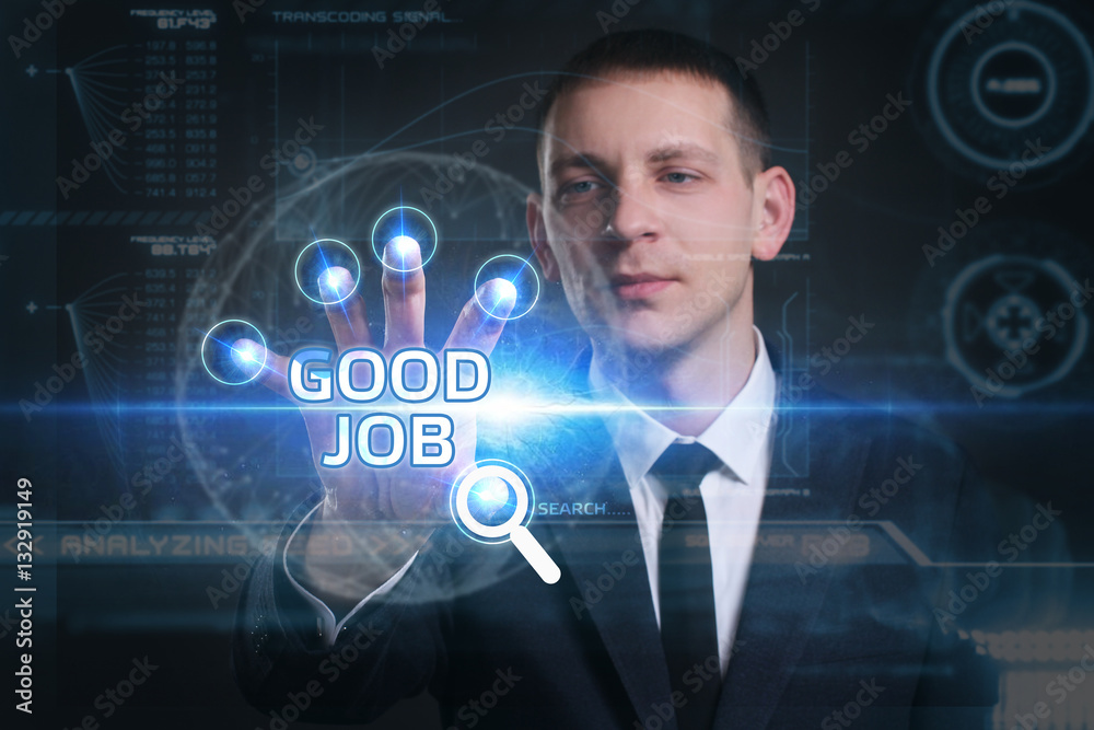 Business, Technology, Internet and network concept. Young busine