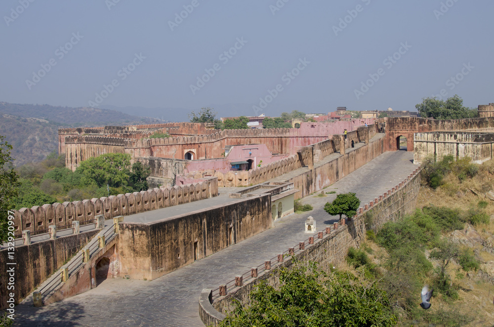 Architectural construction a fort Djaygarh in Jaipur India
