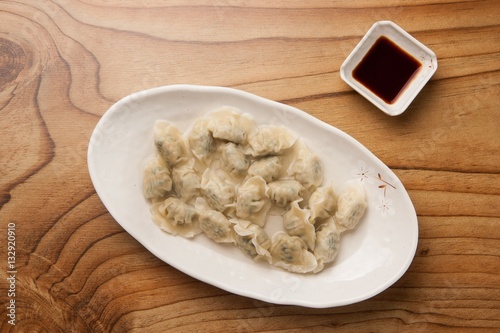 mul mandu Boiled Dumplings on plate photo