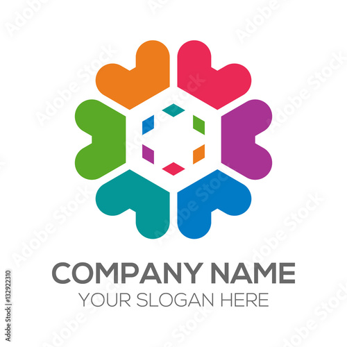 Colorful Abstract Flower Rainbow Fun School Kids Circular Circle Logo Vector Business Template 