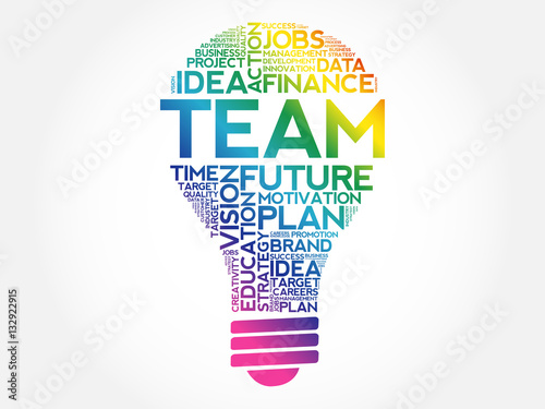TEAM bulb word cloud collage, business concept