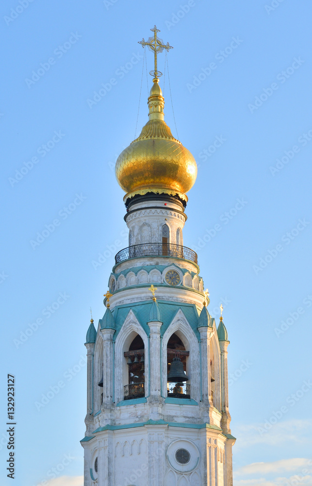 Bell tower of Sophia Cathedral in Vologda. Bell tower of Sophia Cathedral in Vologda.
